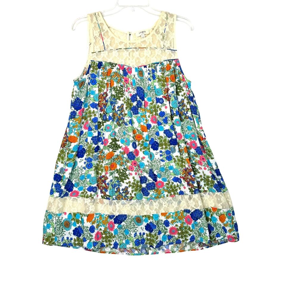Umgee Babydoll Lace Women’s Sleeveless Floral Tunic Top Dress Size Small